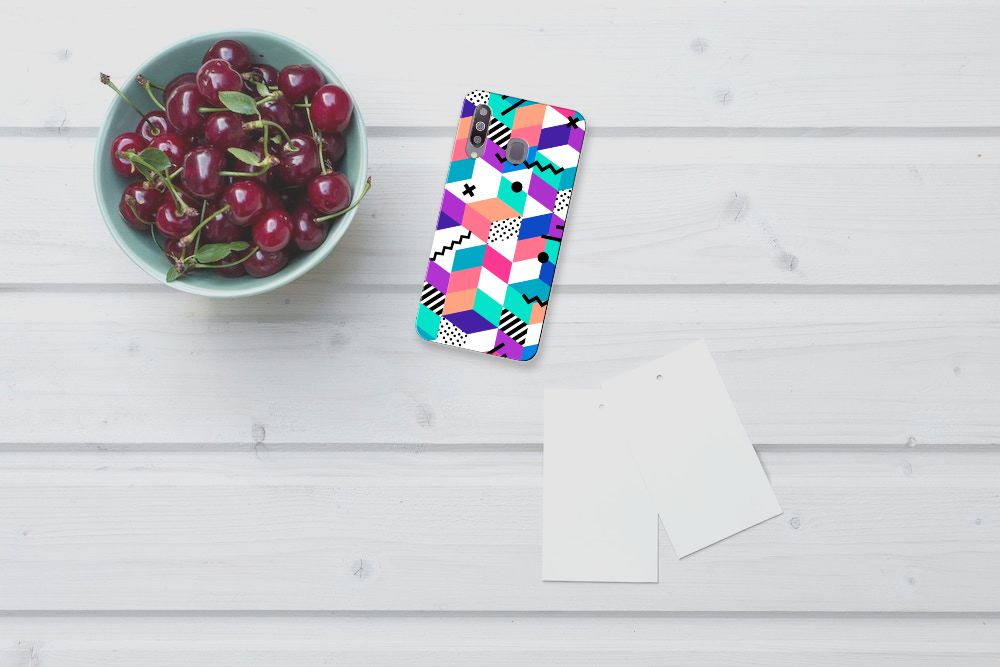 Samsung Galaxy M30 TPU Hoesje Blokken Kleurrijk