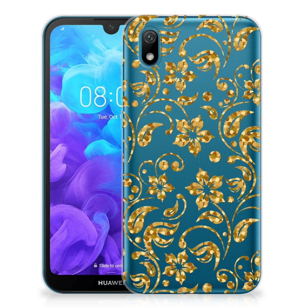 Huawei Y5 (2019) TPU Case Gouden Bloemen