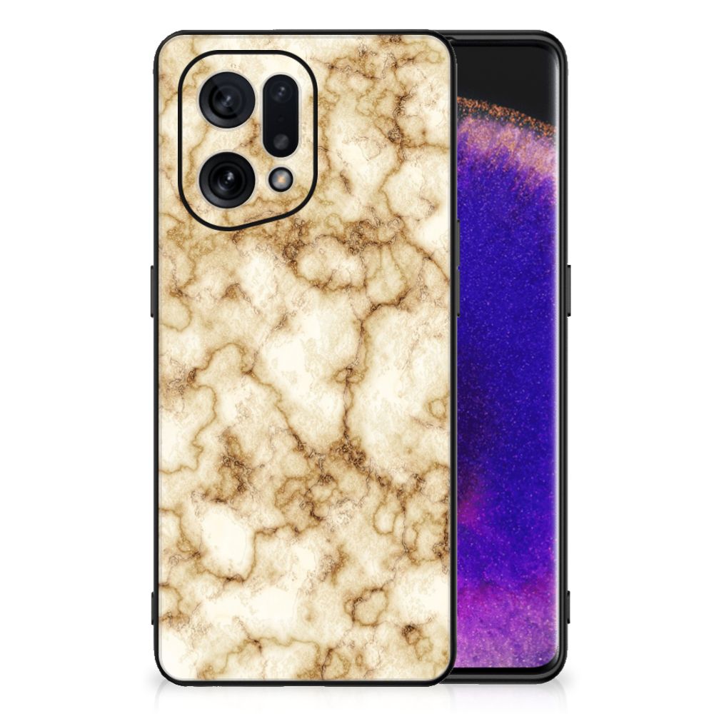 OPPO Find X5 Marmeren Print Telefoonhoesje Marmer Goud