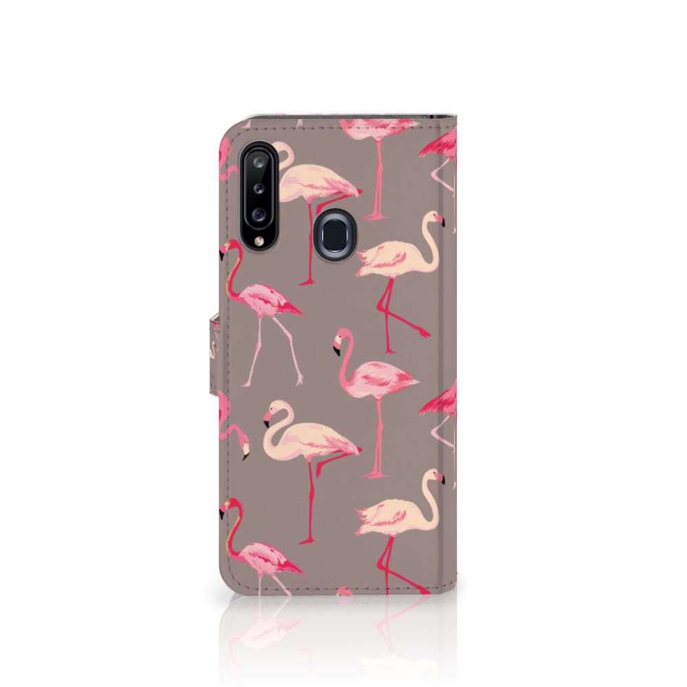 Samsung Galaxy A20s Telefoonhoesje met Pasjes Flamingo