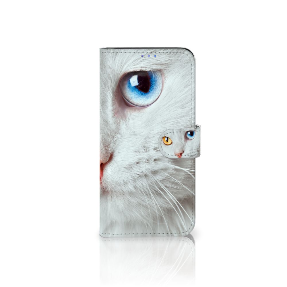 Motorola Moto G Pro Telefoonhoesje met Pasjes Witte Kat