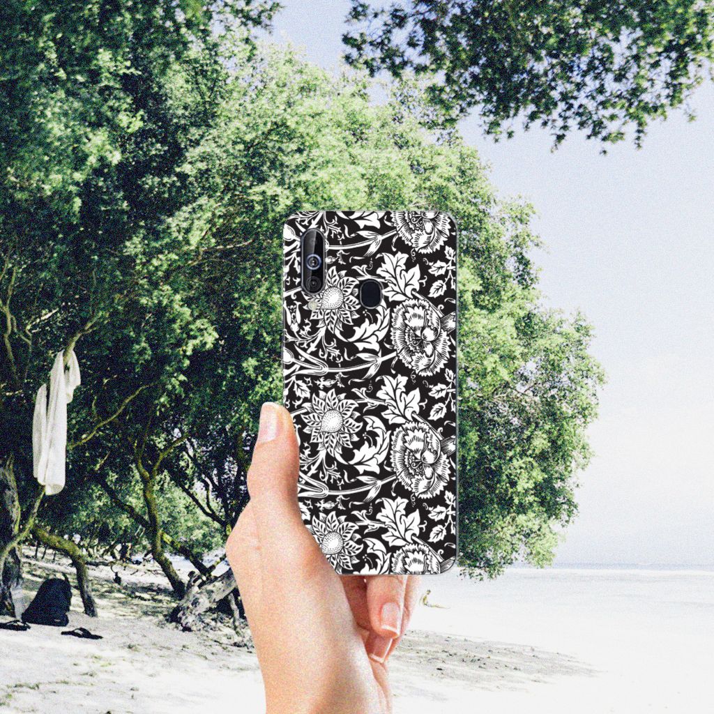 Samsung Galaxy A60 TPU Case Black Flowers