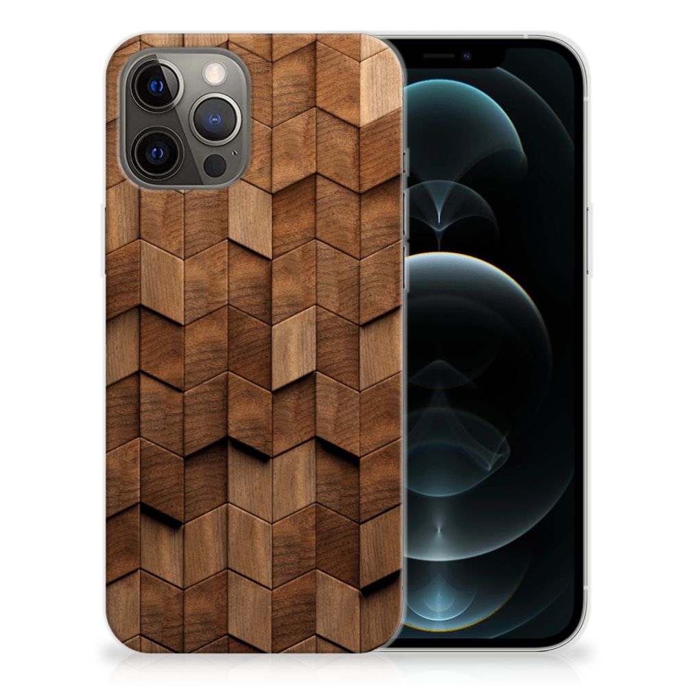 Bumper Hoesje voor iPhone 12 Pro Max Wooden Cubes