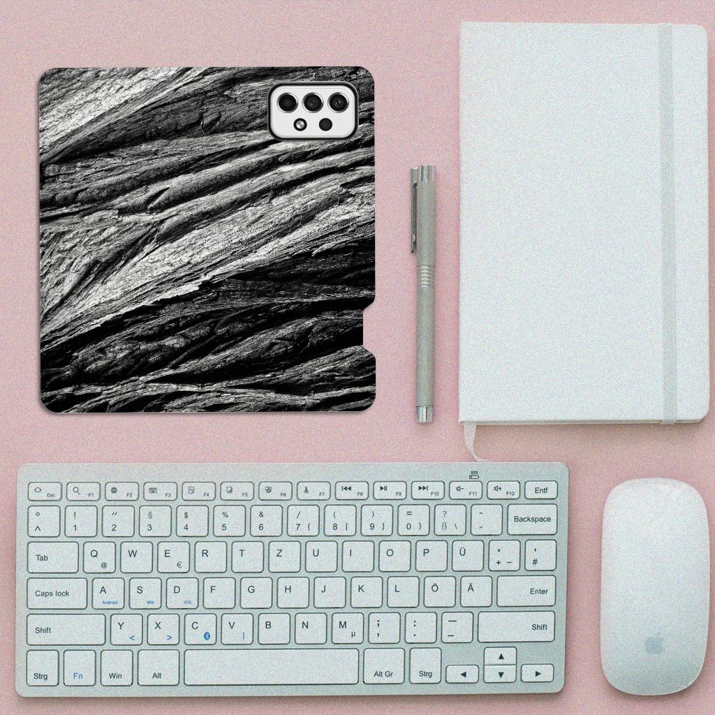 Book Wallet Case Samsung Galaxy A73 Boomschors Grijs - B2C Telecom