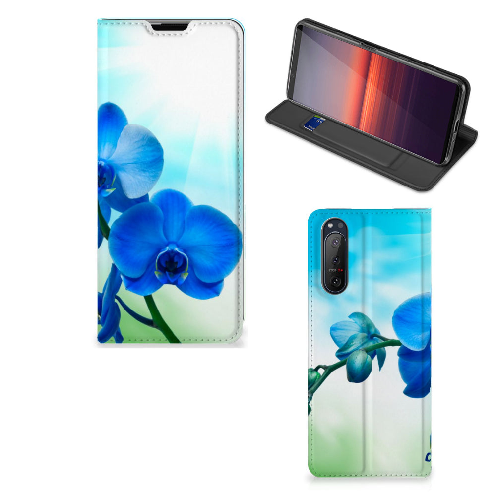 Sony Xperia 5 II Smart Cover Orchidee Blauw - Cadeau voor je Moeder