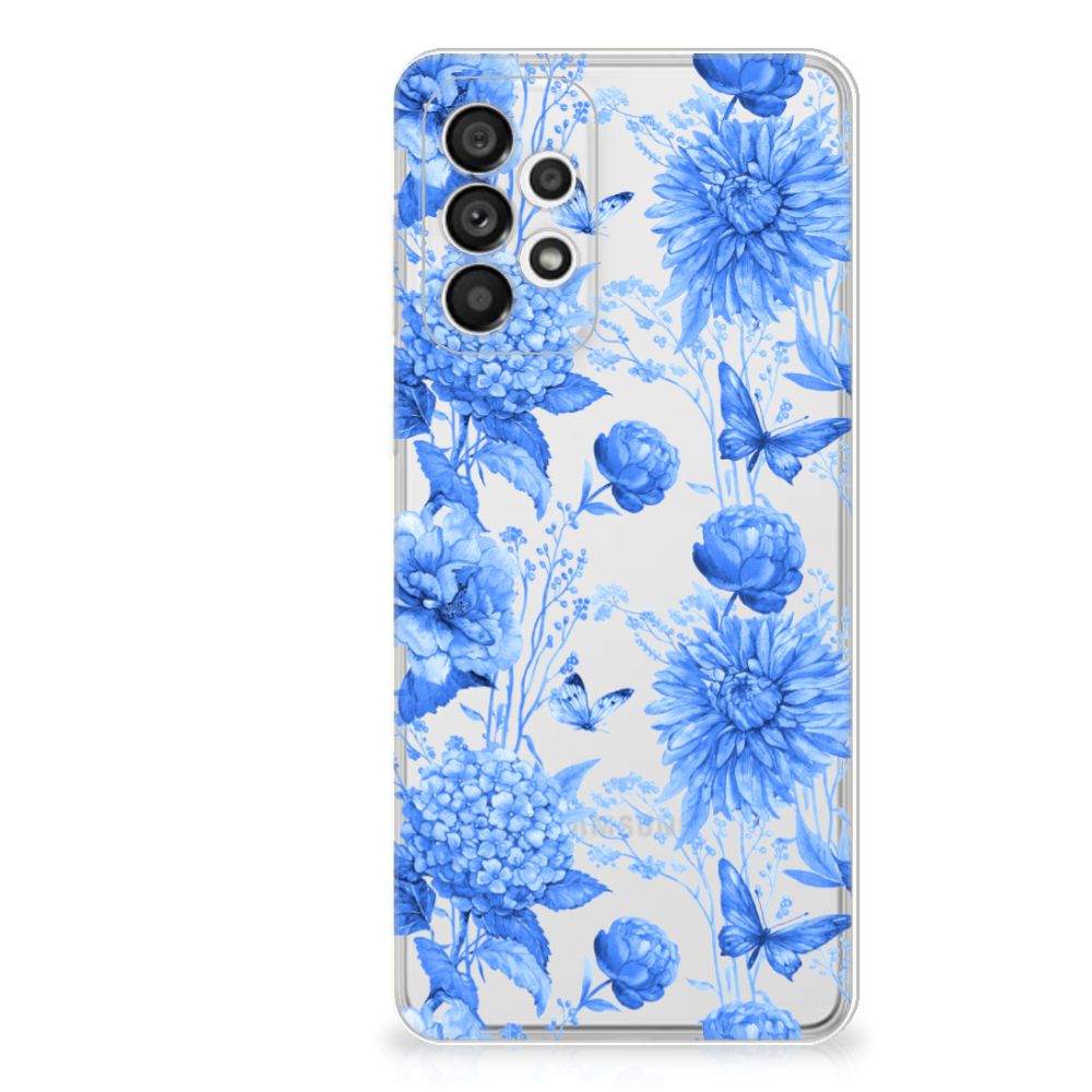 TPU Case voor Samsung Galaxy A73 5G Flowers Blue