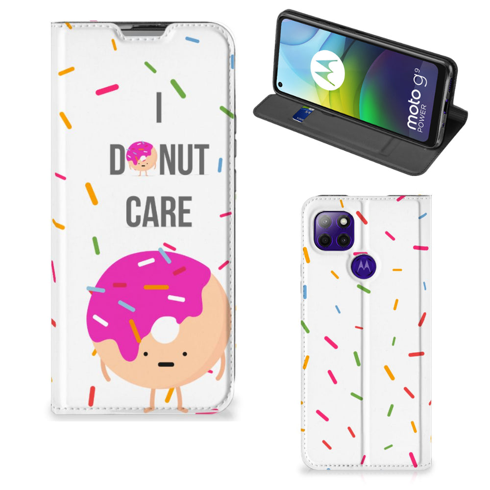 Motorola Moto G9 Power Flip Style Cover Donut Roze