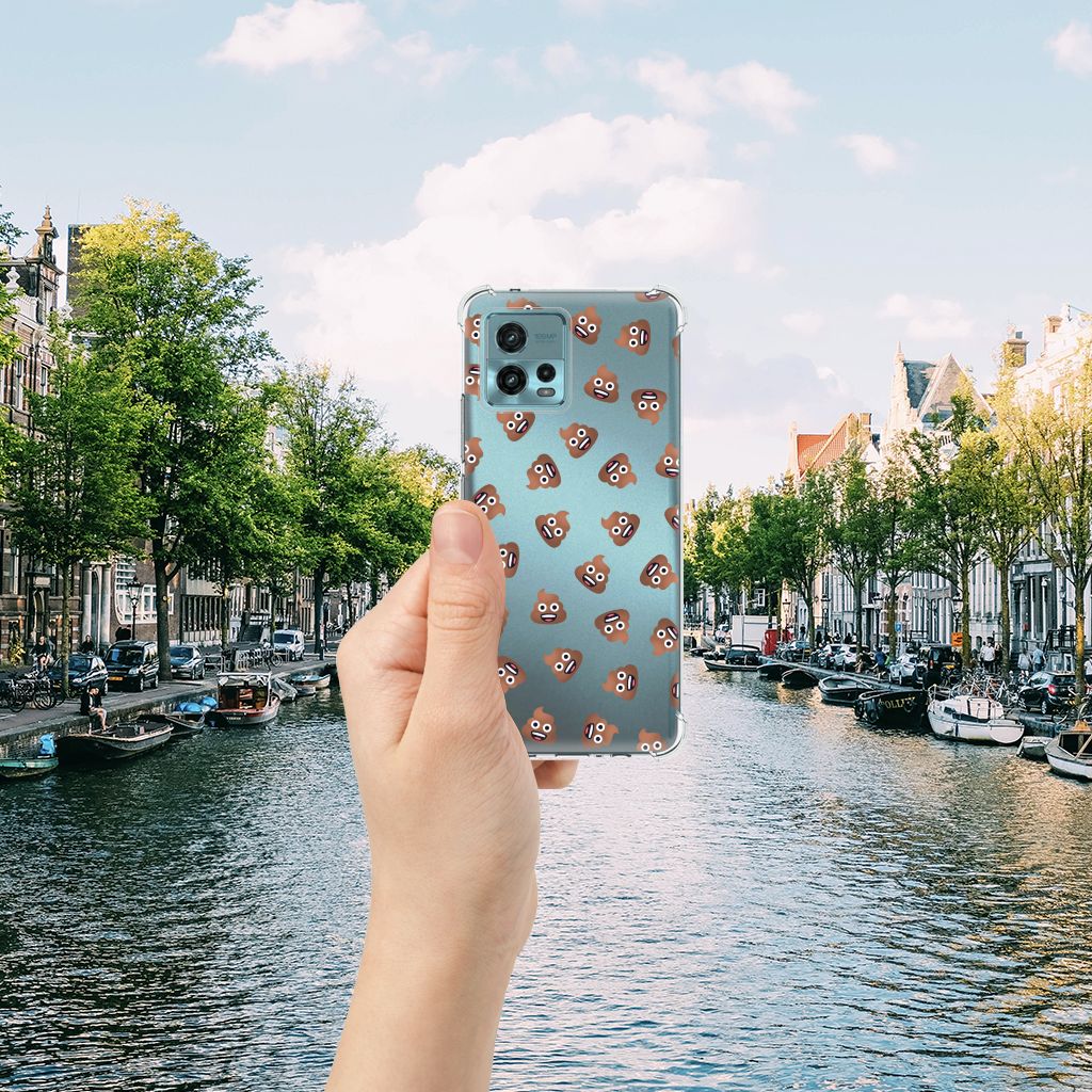 Doorzichtige Silicone Hoesje voor otorola Moto G72 Poep Emojis B2C Telecom