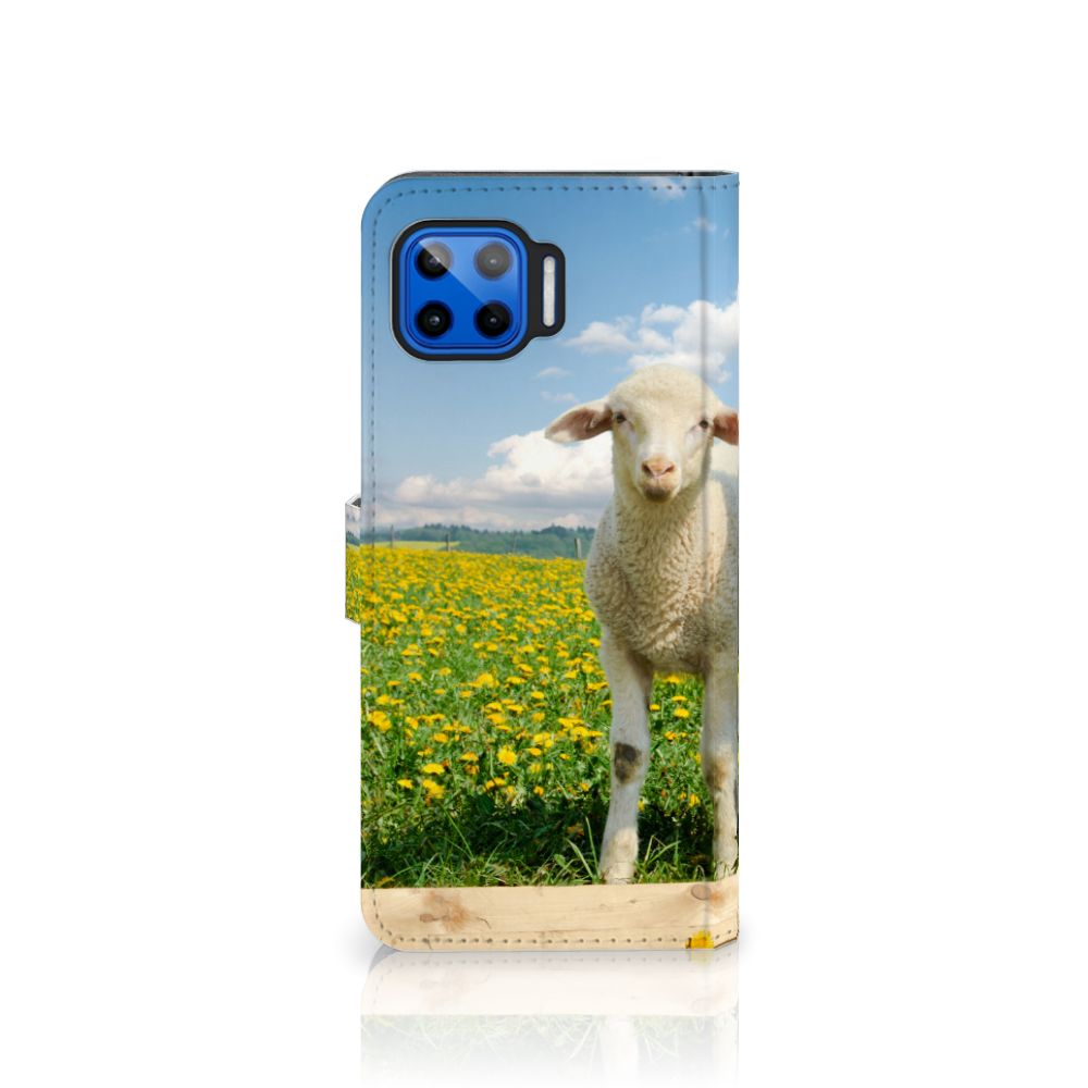 Motorola Moto G 5G Plus Telefoonhoesje met Pasjes Schaap en Lammetje