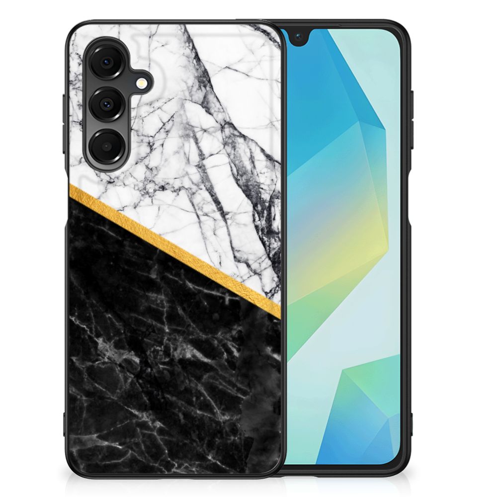 Samsung Galaxy A16 5G/4G Marmeren Print Telefoonhoesje Marmer Wit Zwart - Origineel Cadeau Man