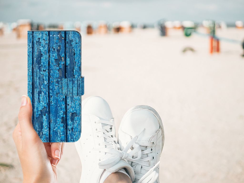OPPO A74 4G Book Style Case Wood Blue
