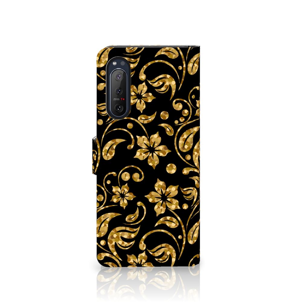 Sony Xperia 5II Hoesje Gouden Bloemen