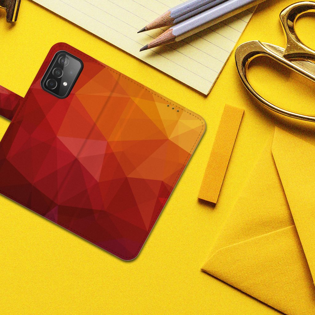 Book Case voor Samsung Galaxy A52 Polygon Red