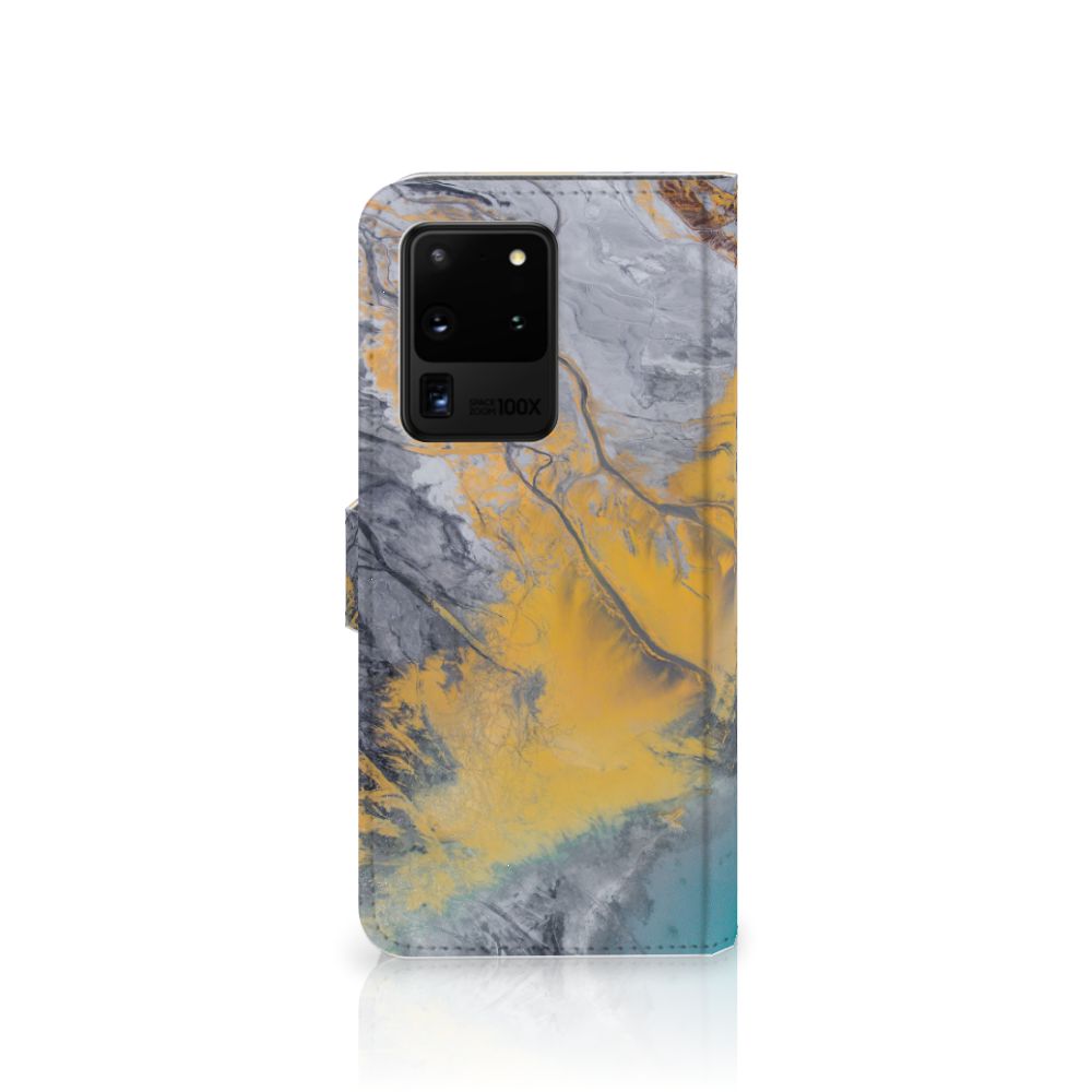 Samsung Galaxy S20 Ultra Bookcase Marble Blue Gold