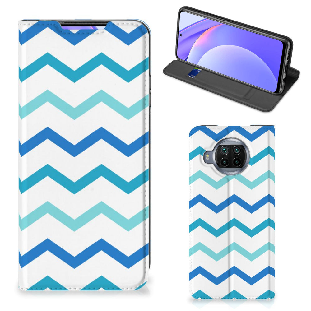 Xiaomi Mi 10T Lite Hoesje met Magneet Zigzag Blauw