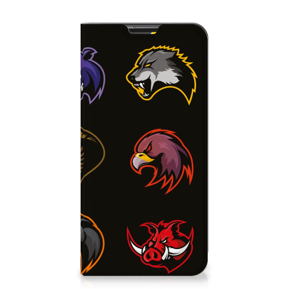 Google Pixel 4a Magnet Case Cartoon design featuring various colorful cartoon animal faces.