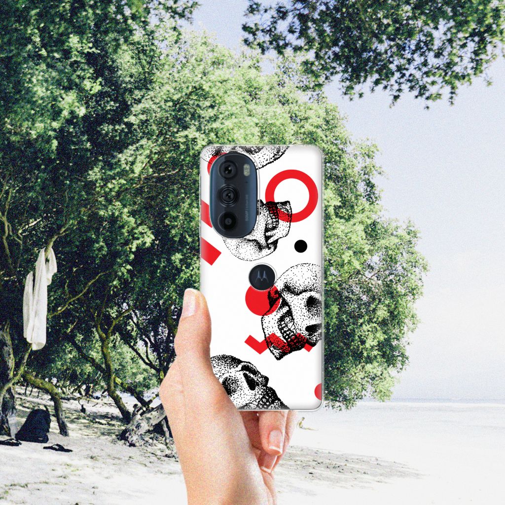 Silicone Back Case Motorola Edge 30 Pro Skull Red B2C Telecom