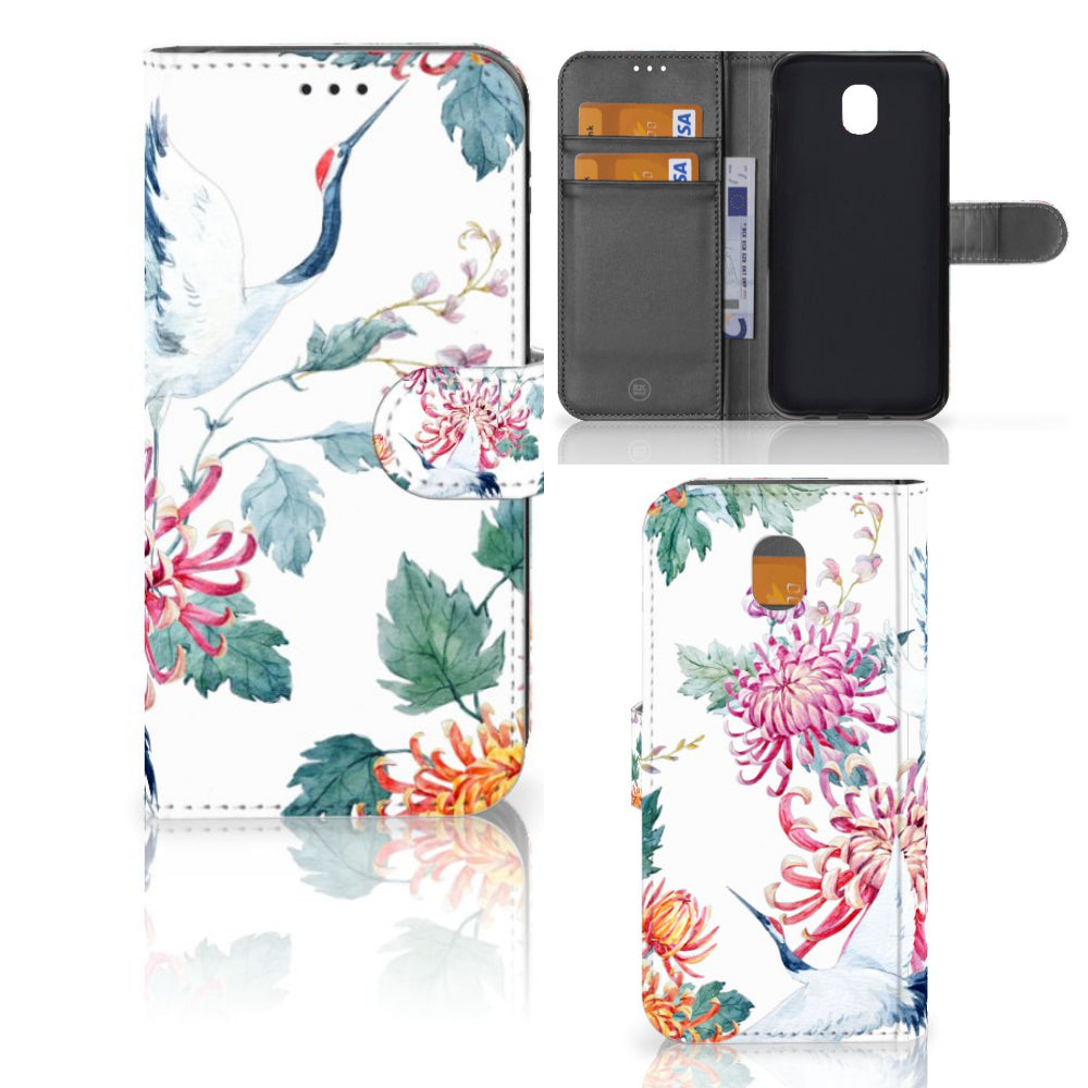 Samsung Galaxy J5 2017 Telefoonhoesje met Pasjes Bird Flowers