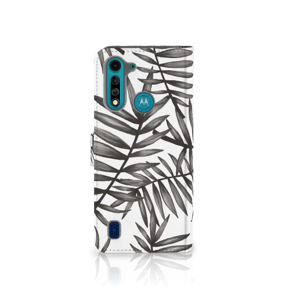 Motorola G8 Power Lite Hoesje Leaves Grey