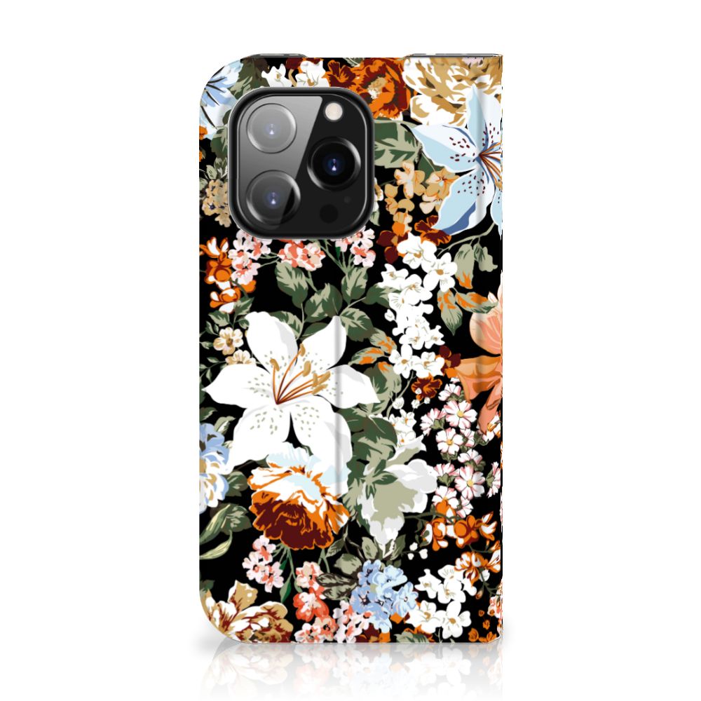 Smart Cover voor iPhone 14 Pro Dark Flowers - B2C Telecom