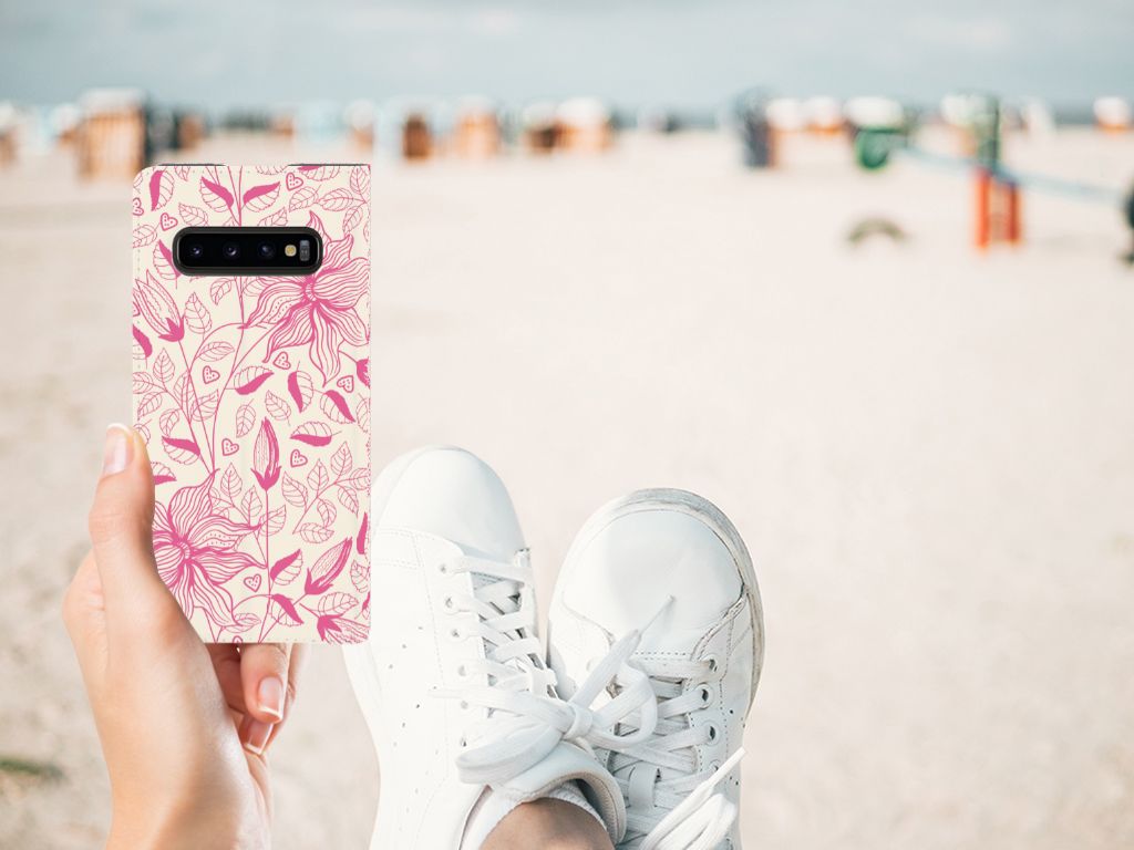 Samsung Galaxy S10 Smart Cover Pink Flowers