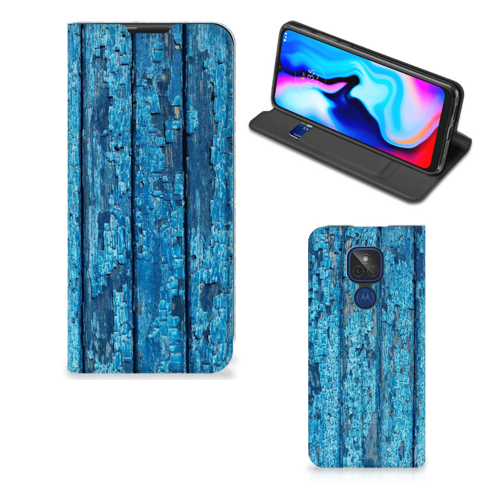 Motorola Moto G9 Play Book Wallet Case Wood Blue - B2C Telecom