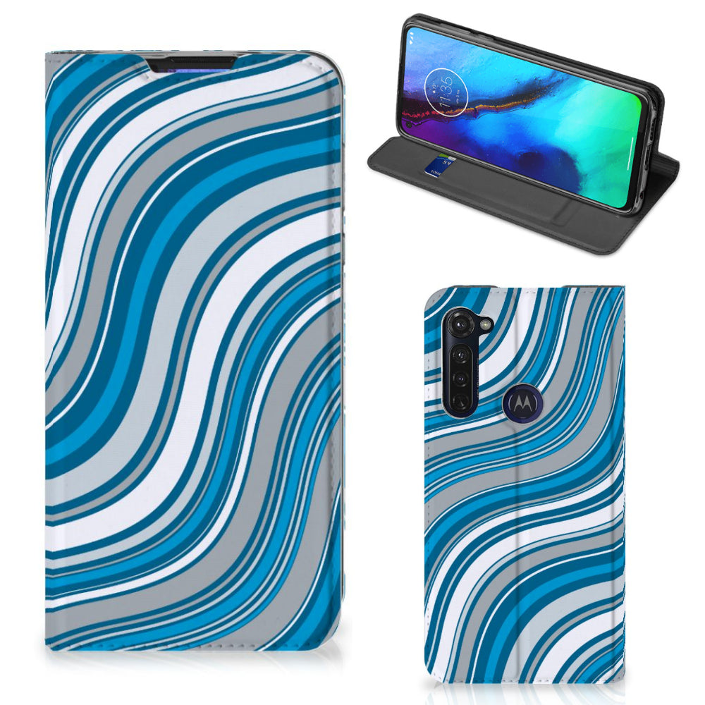 Motorola Moto G Pro Hoesje met Magneet Waves Blue
