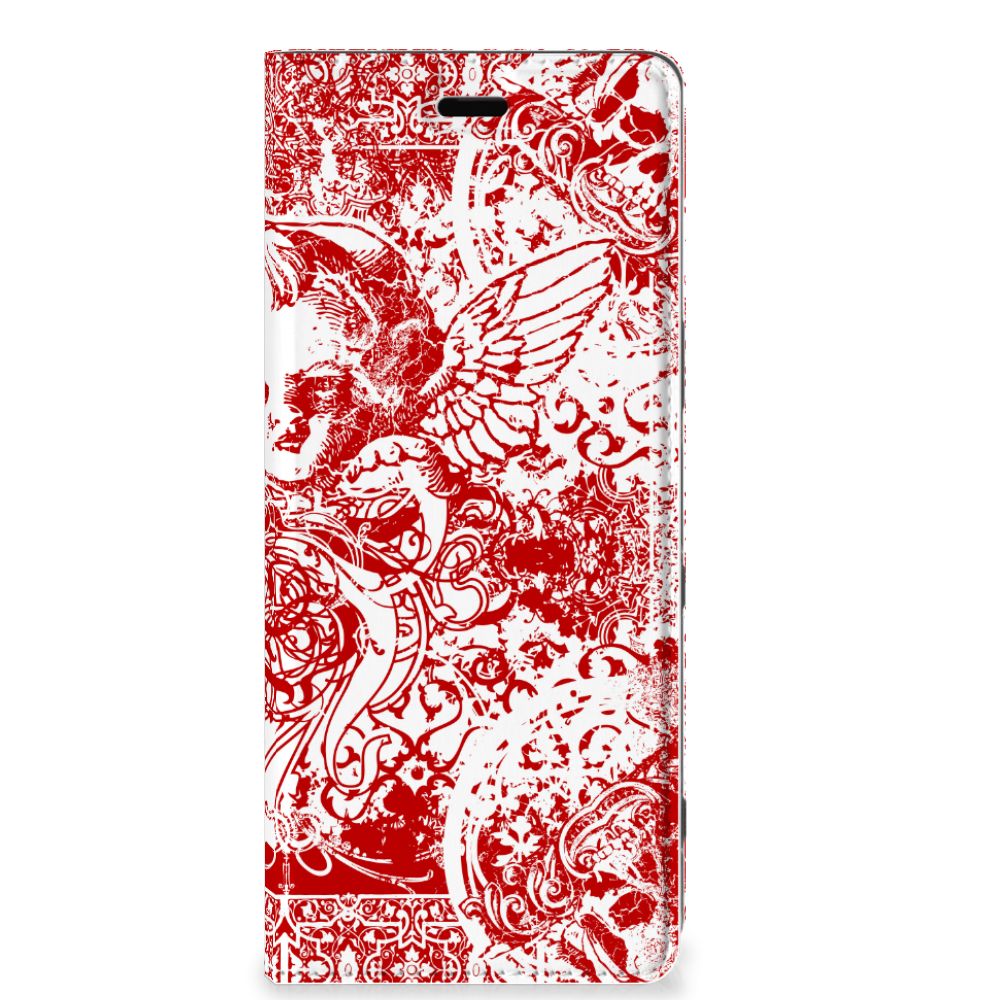 Mobiel BookCase Sony Xperia 5 Angel Skull Rood