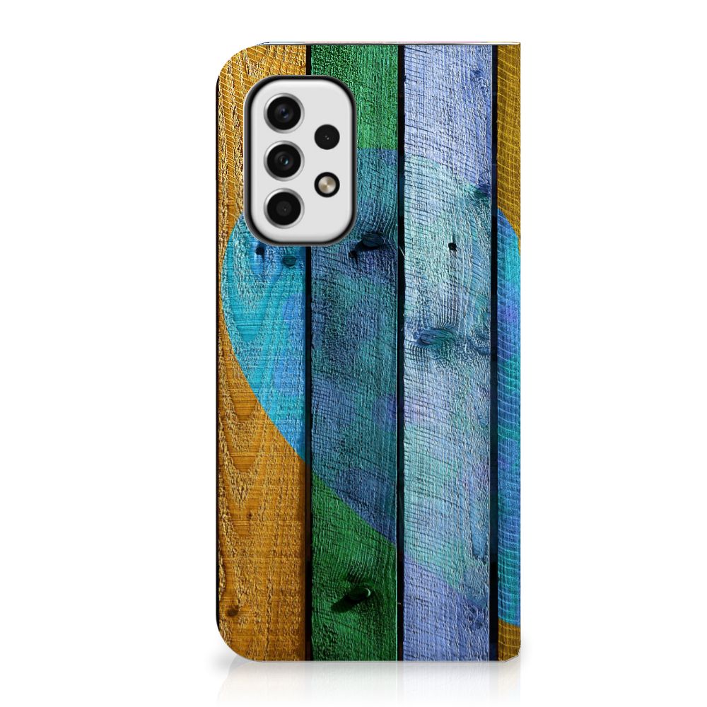 Samsung Galaxy A23 Book Wallet Case Wood Heart - Cadeau voor je Vriend - B2C Telecom