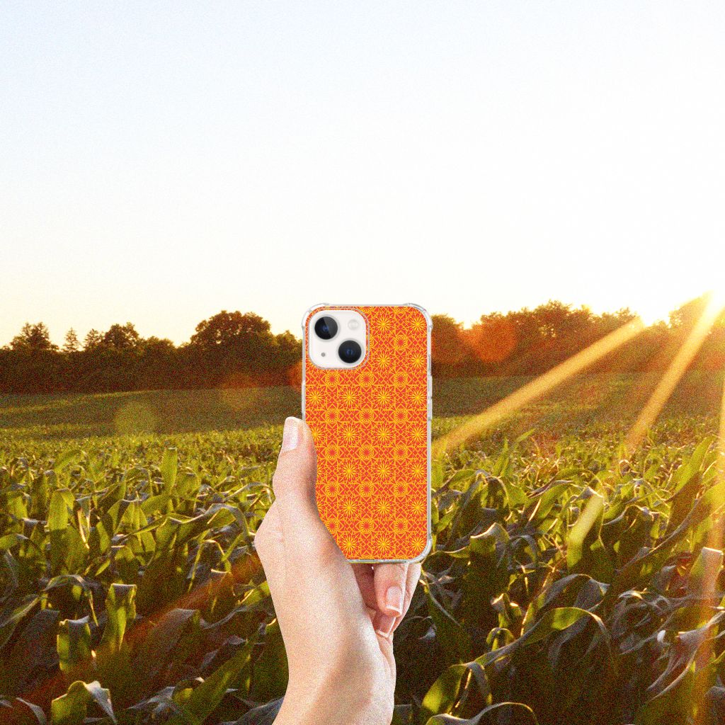 iPhone 13 mini Doorzichtige Silicone Hoesje Batik Oranje - B2C Telecom