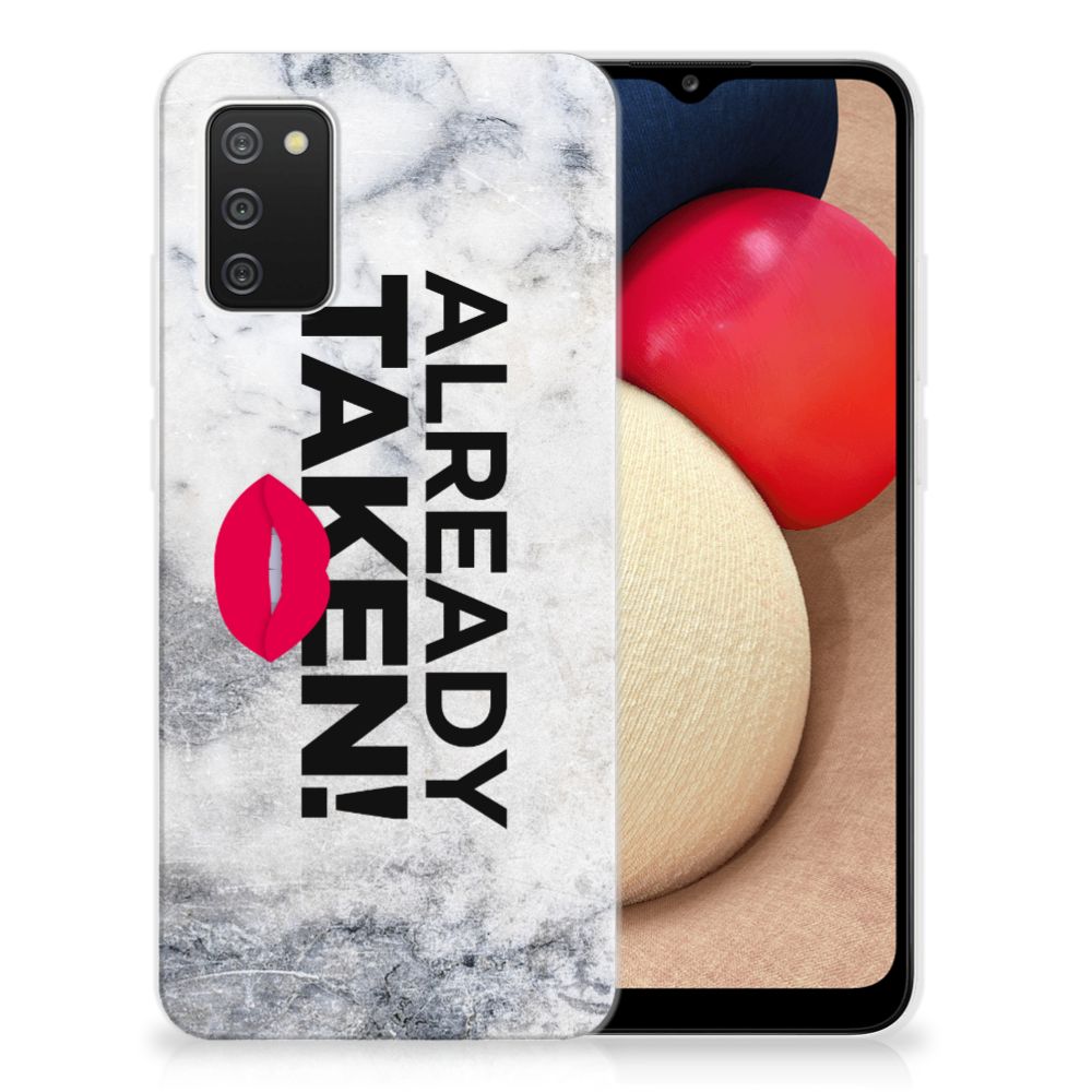 Samsung Galaxy A02s Siliconen hoesje met naam Already Taken White B2C Telecom