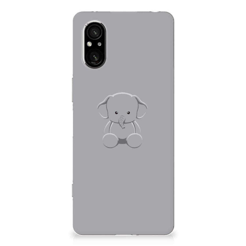 Sony Xperia 5 V Telefoonhoesje met Naam Grijs Baby Olifant