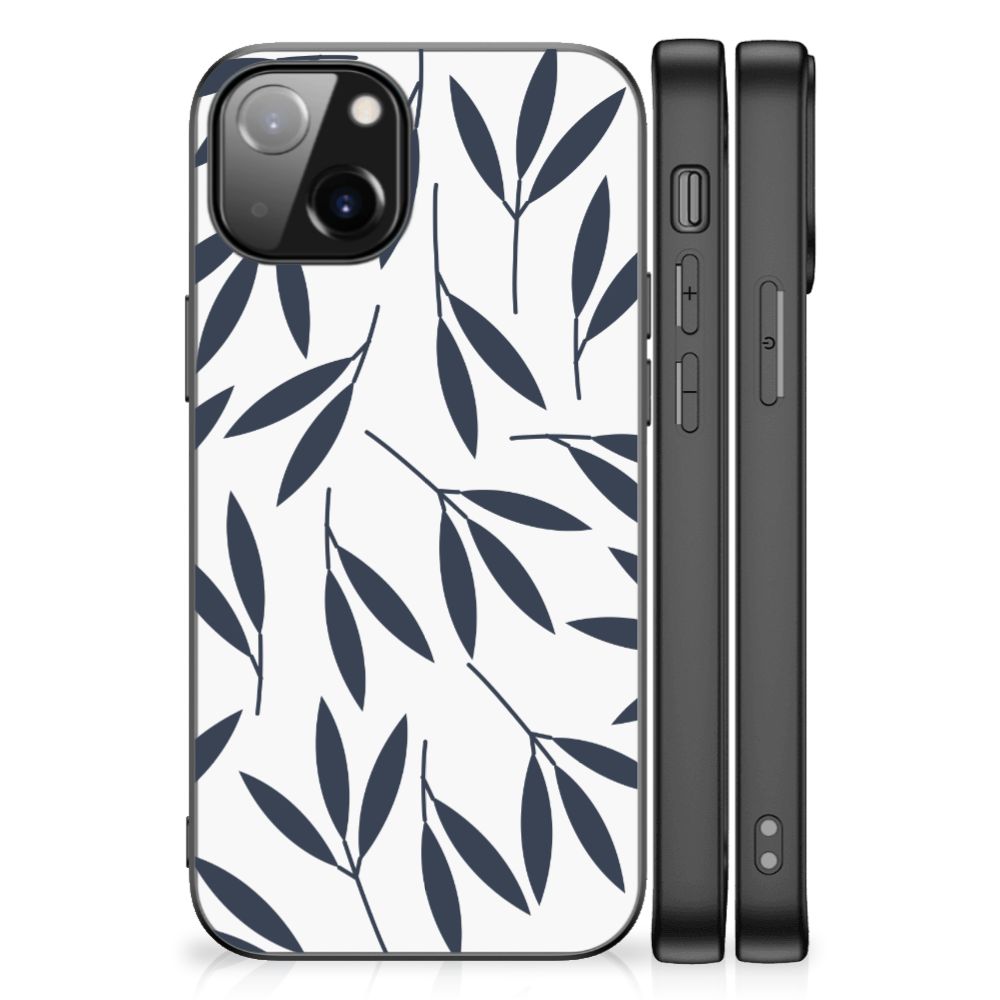 Apple iPhone 13 Bloemen Hoesje Leaves Blue B2C Telecom