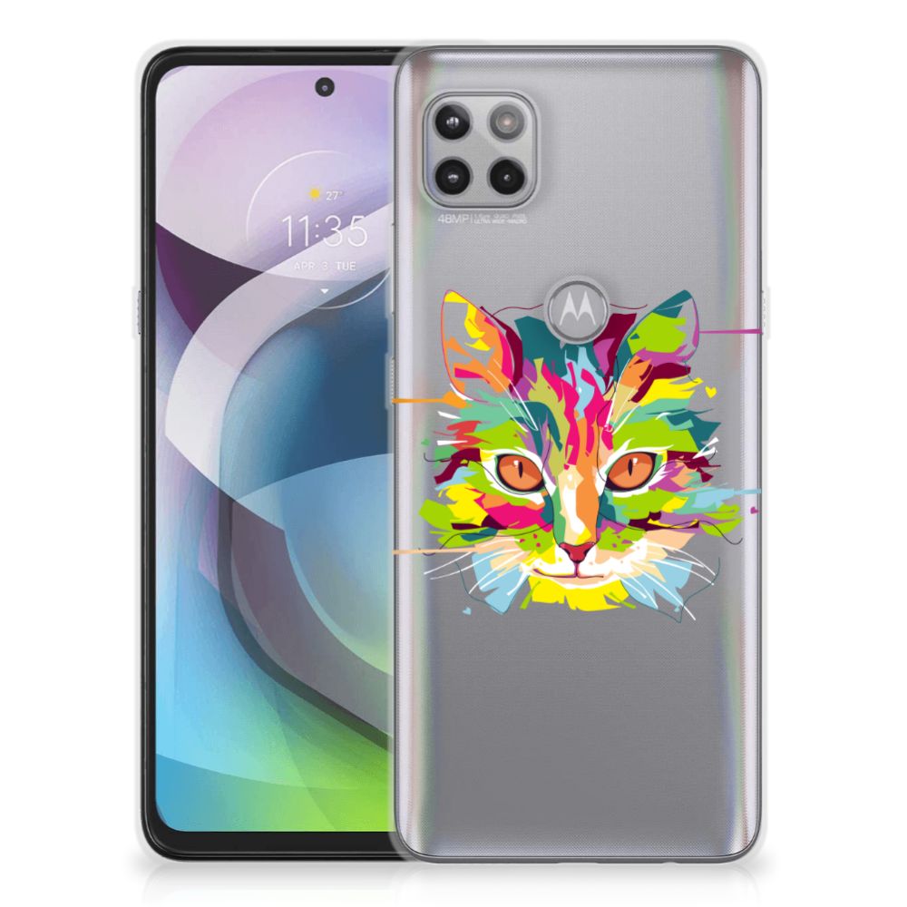 Motorola Moto G 5G Telefoonhoesje met Naam Cat Color B2C Telecom