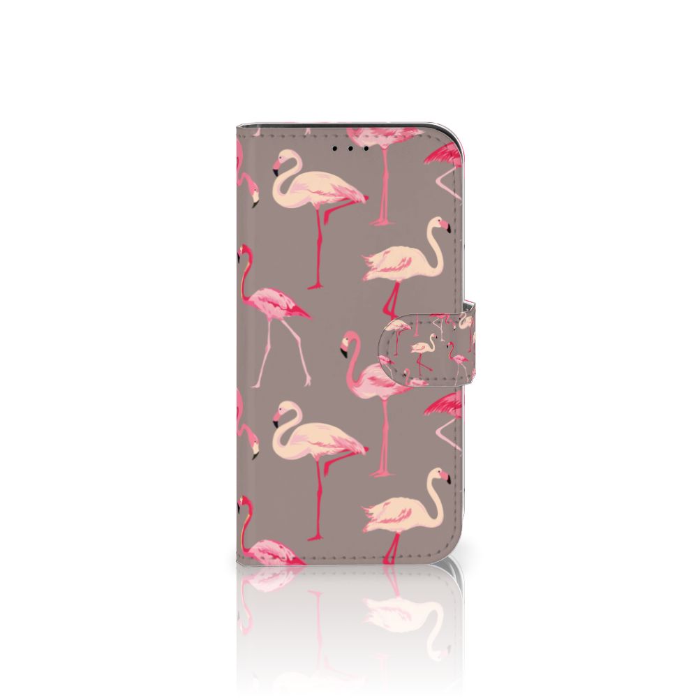 iPhone 13 Pro Telefoonhoesje met Pasjes Flamingo in trendy flamingo design