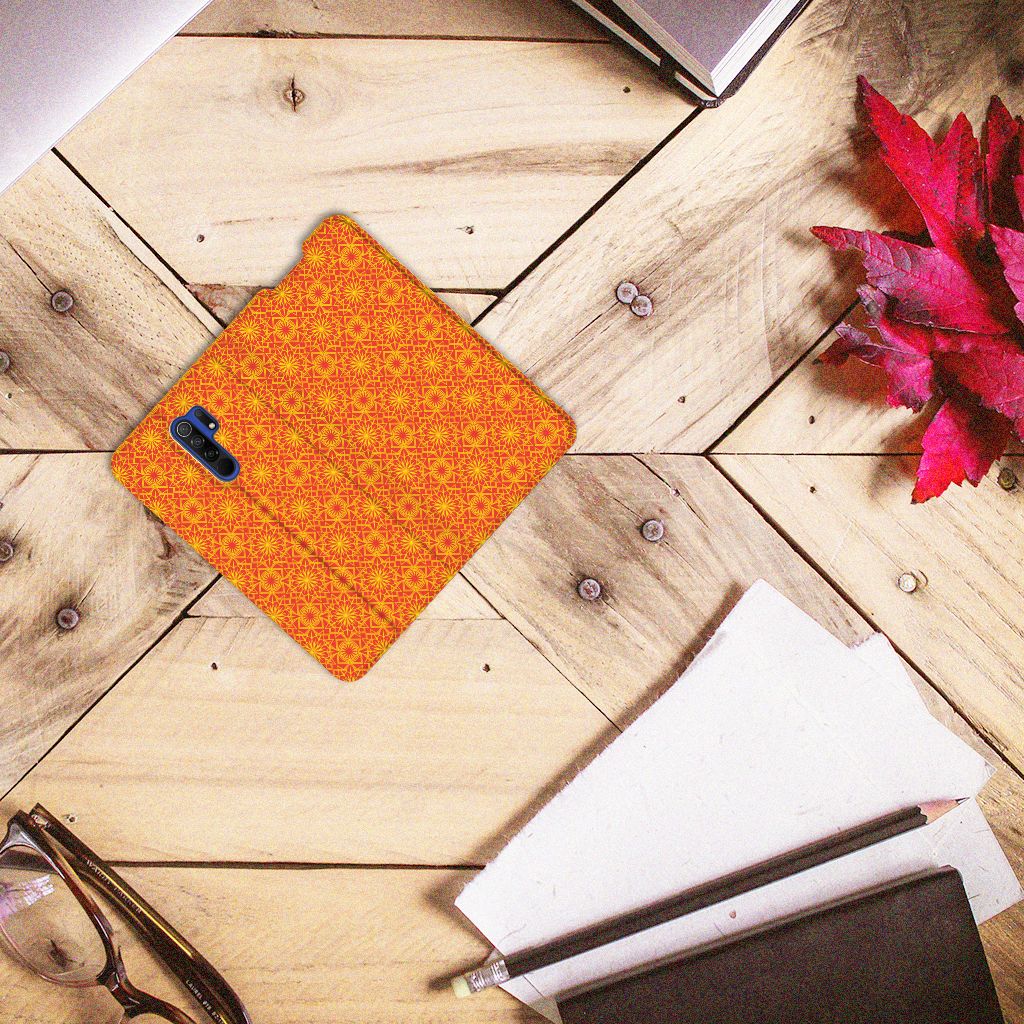 Xiaomi Redmi 9 Hoesje met Magneet Batik Oranje - B2C Telecom
