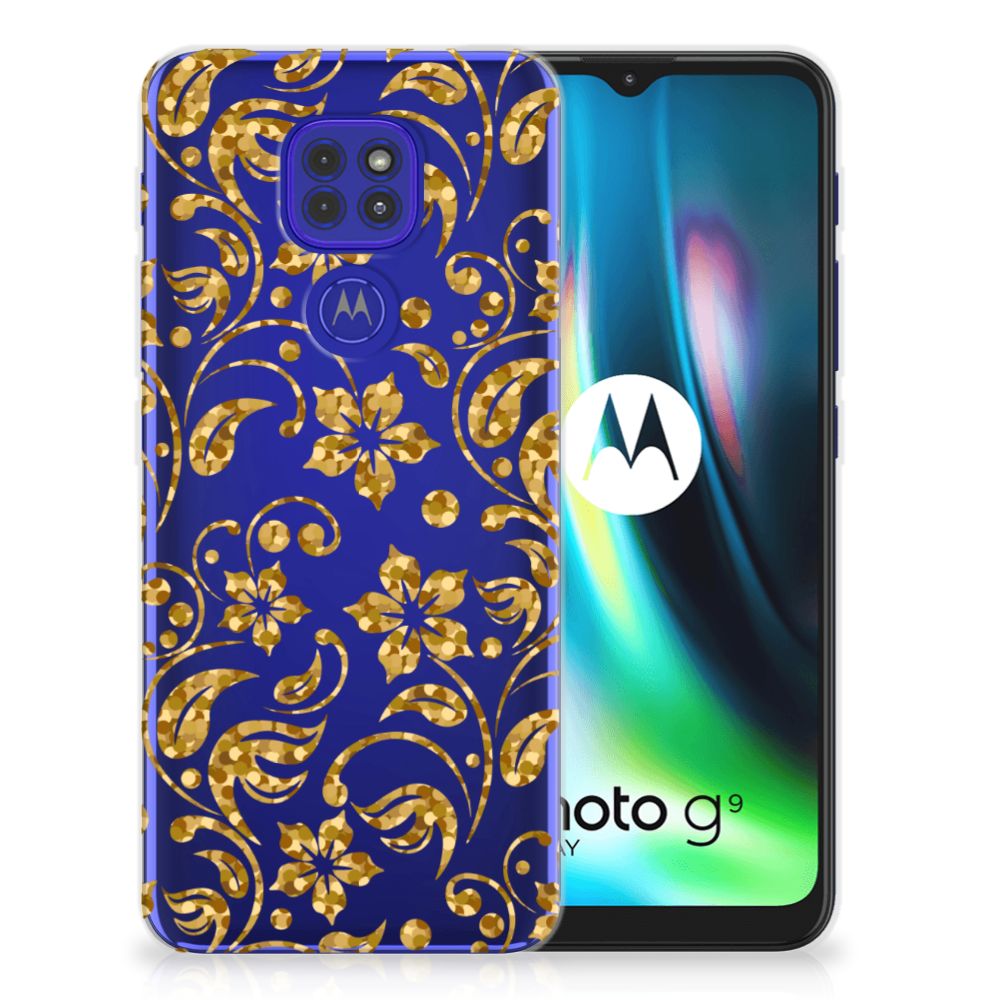 Motorola Moto G9 Play | E7 Plus TPU Case Gouden Bloemen B2C Telecom