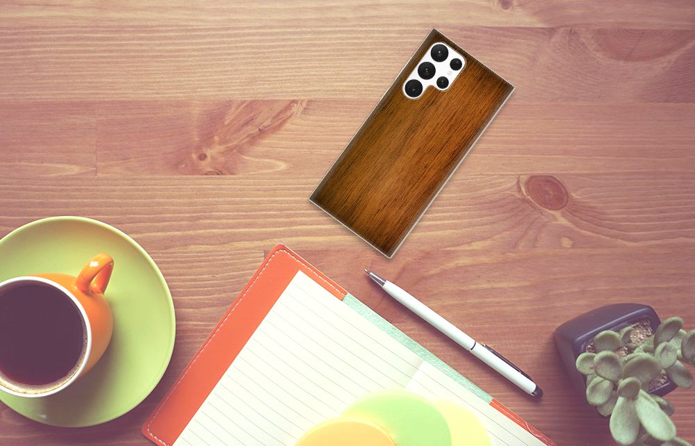 Samsung Galaxy S22 Ultra Bumper Hoesje Donker Hout B2C Telecom