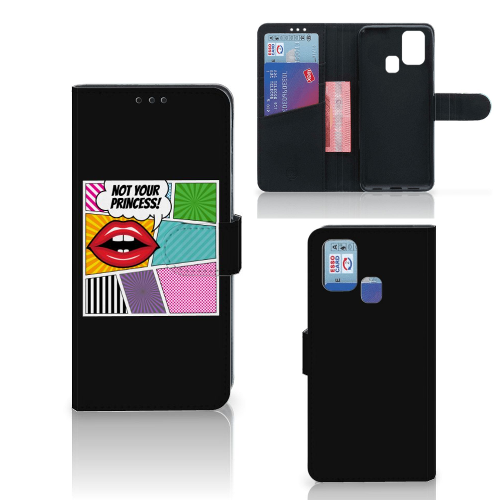 Samsung Galaxy M31 Wallet Case met Pasjes Popart Princess