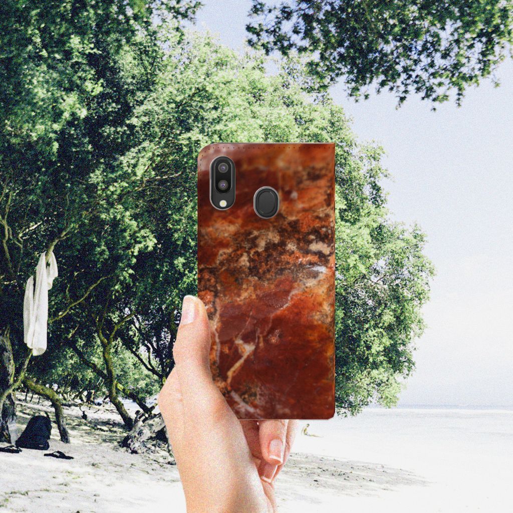 Samsung Galaxy M20 Standcase Marmer Bruin