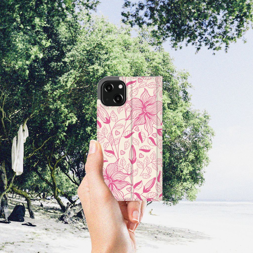 iPhone 13 Smart Cover Pink Flowers