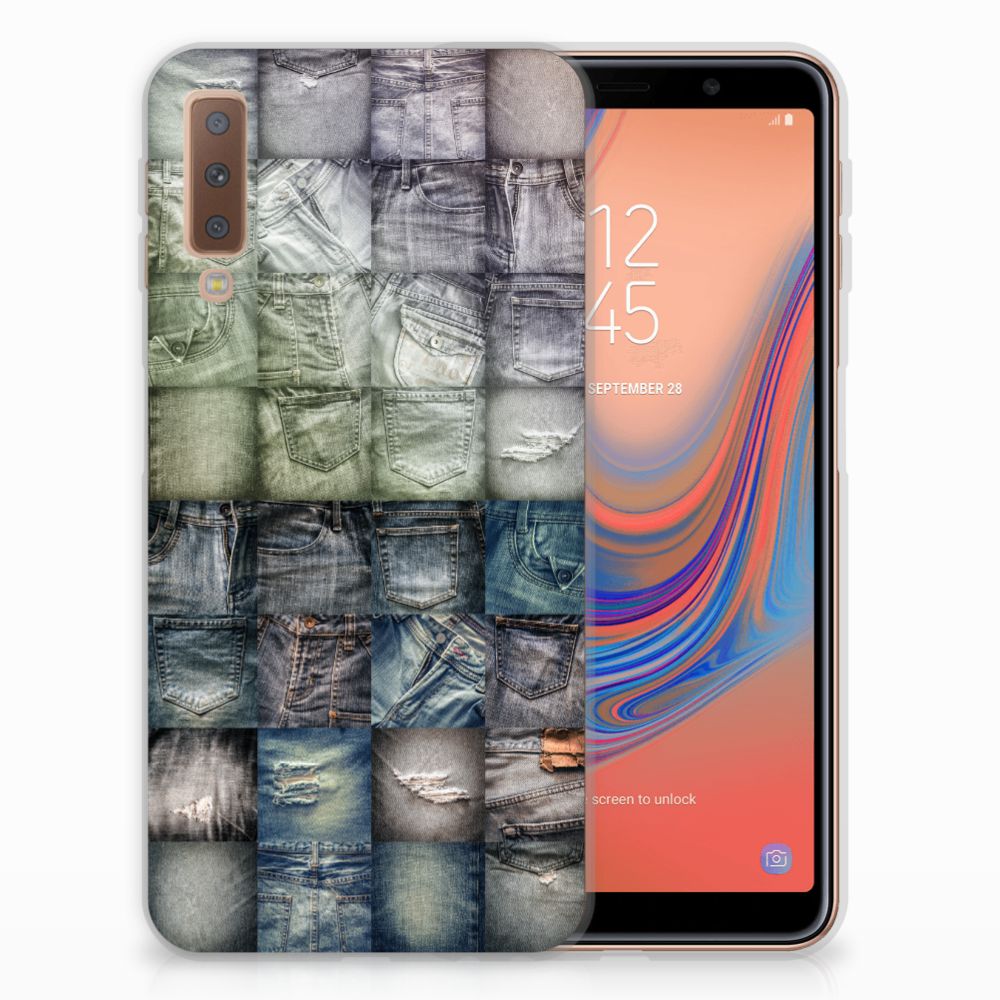 Silicone Back Cover Samsung Galaxy A7 (2018) Spijkerbroeken