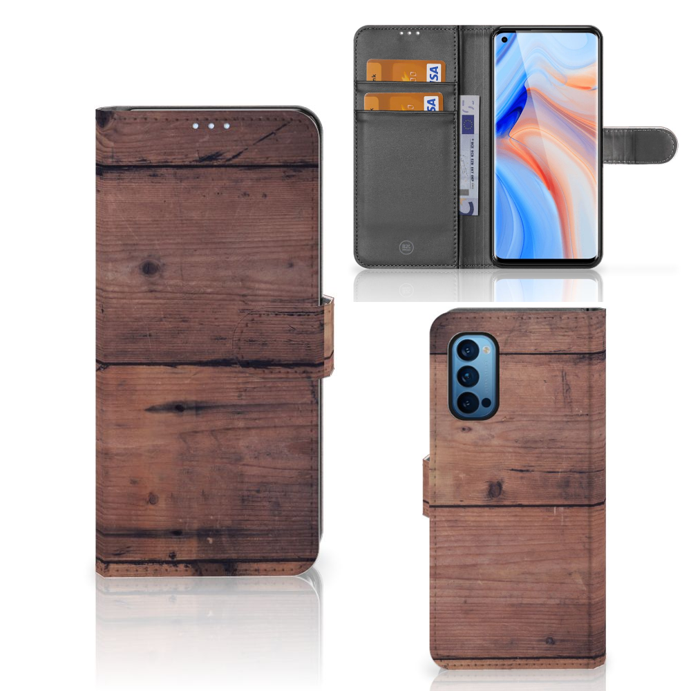 OPPO Reno 4 Pro 5G Book Style Case Old Wood