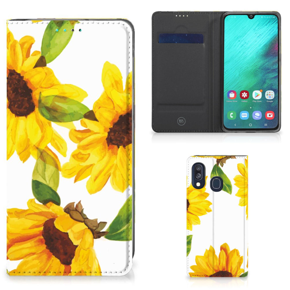 Smart Cover voor Samsung Galaxy A40 Zonnebloemen