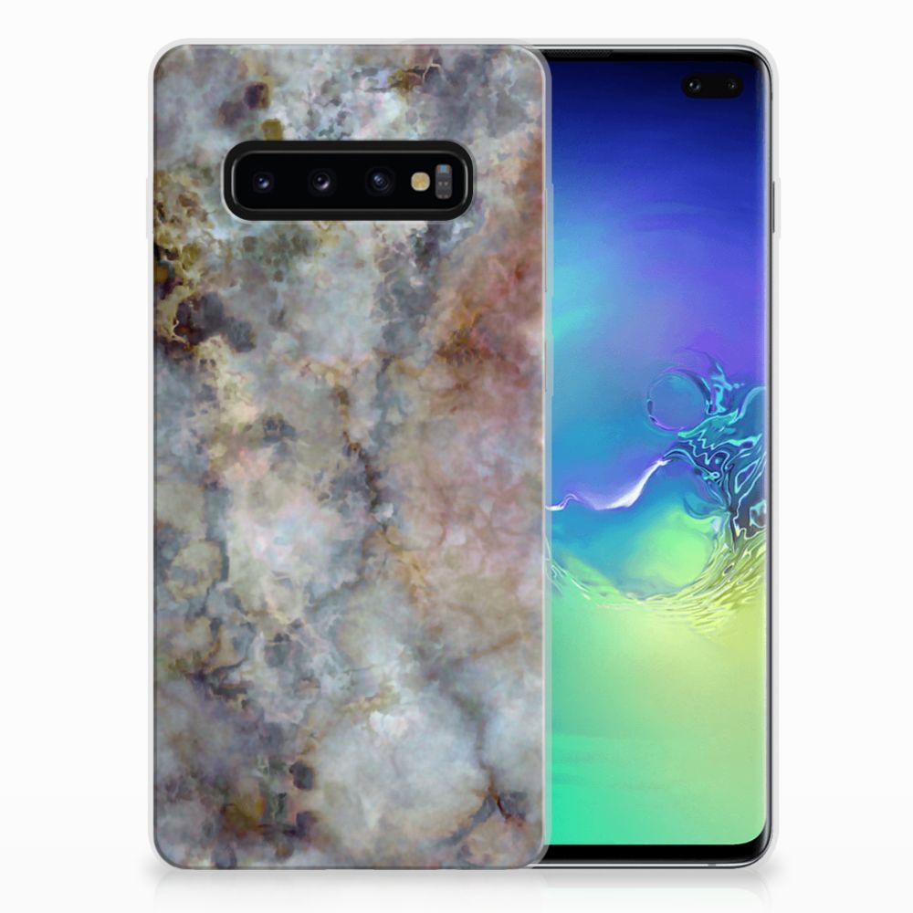 Samsung Galaxy S10 Plus TPU Siliconen Hoesje Marmer Grijs