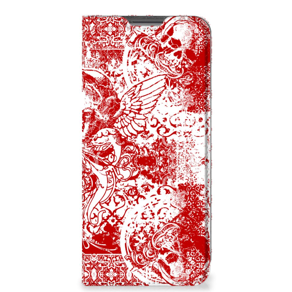 Mobiel BookCase OPPO A96 | A76 Angel Skull Rood