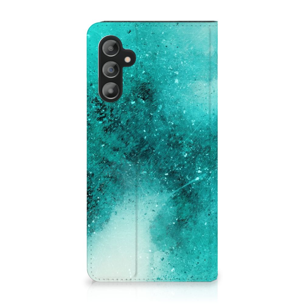 Bookcase Samsung Galaxy A14 5G Painting Blue, turquoise design with a modern artistic touch.