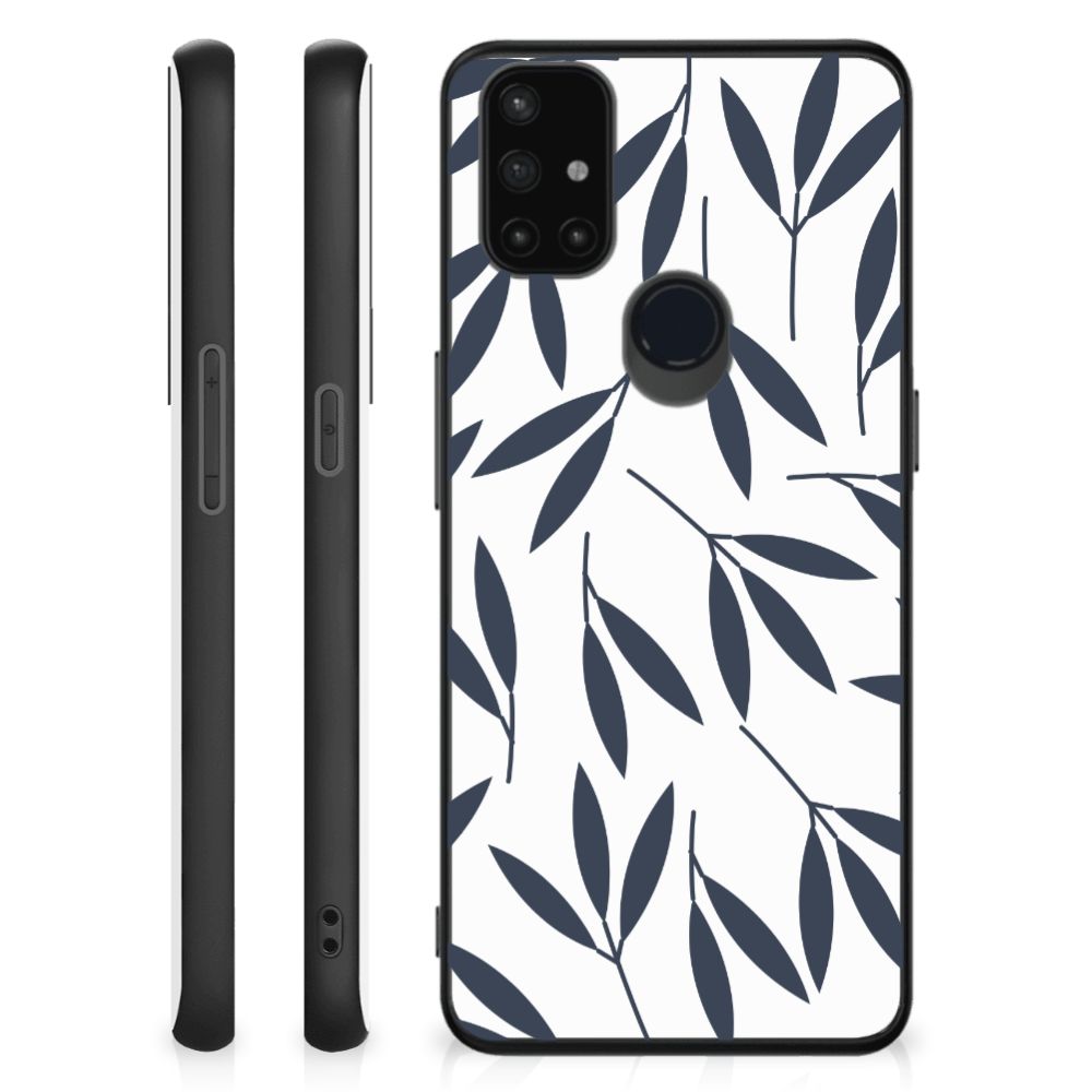 OnePlus Nord N10 5G Bloemen Hoesje Leaves Blue B2C Telecom