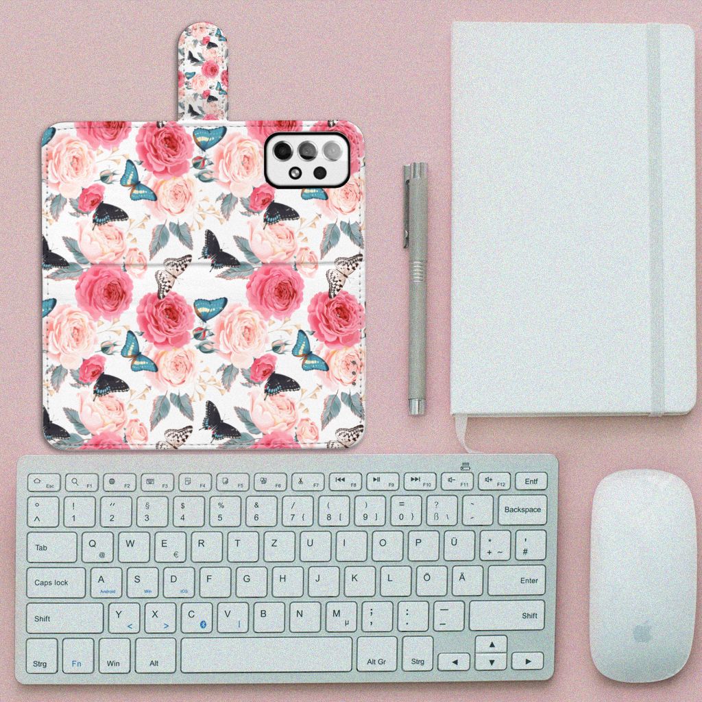 Samsung Galaxy A73 5G Hoesje Butterfly Roses