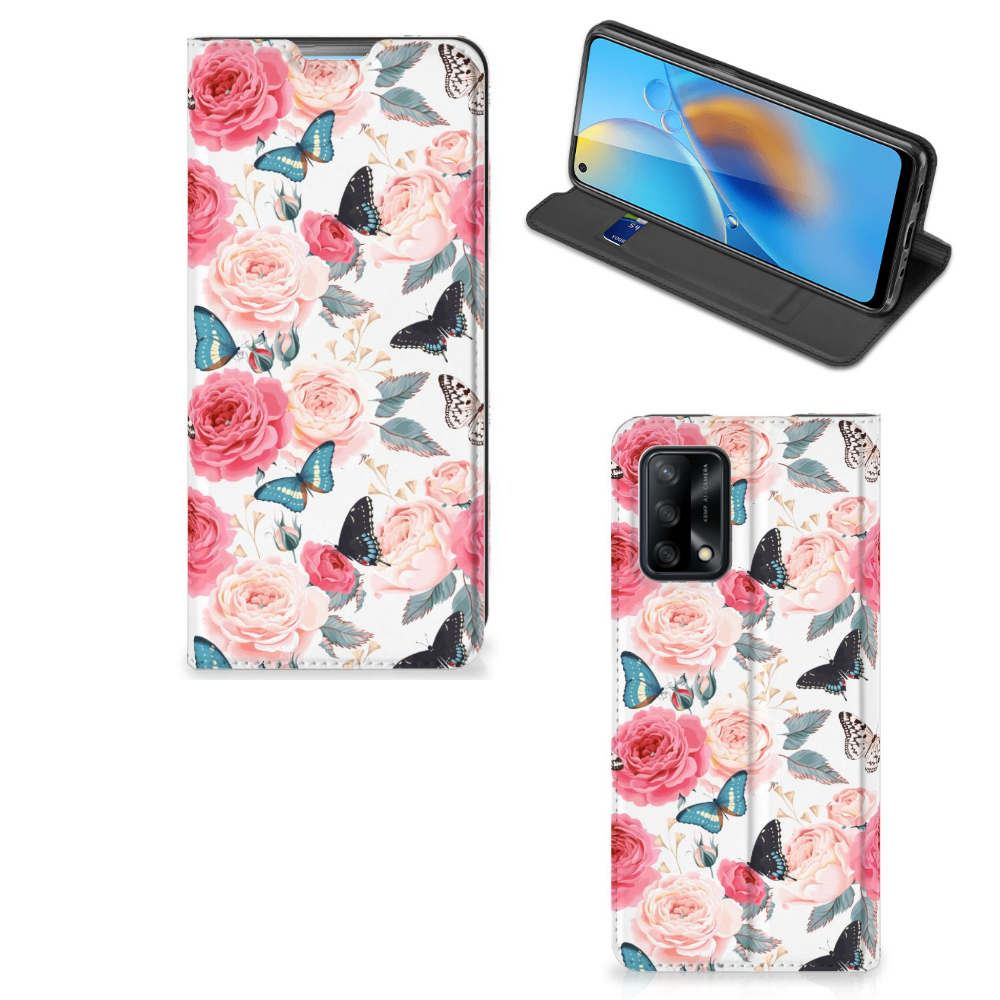 OPPO A74 4G Smart Cover Butterfly Roses - B2C Telecom